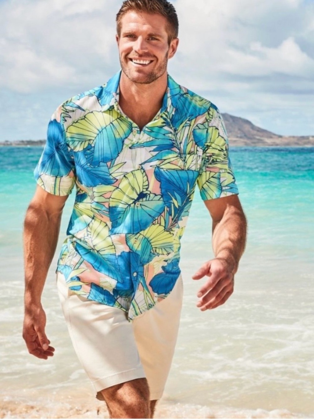 Tommy Bahama Bahama Coast Nuevo Fronds Island Zone Camp Button-Up Shirt - Blue